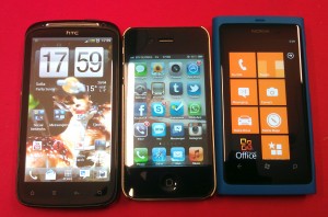 HTC Sensation - iPhone 4 - Nokia Lumia 800